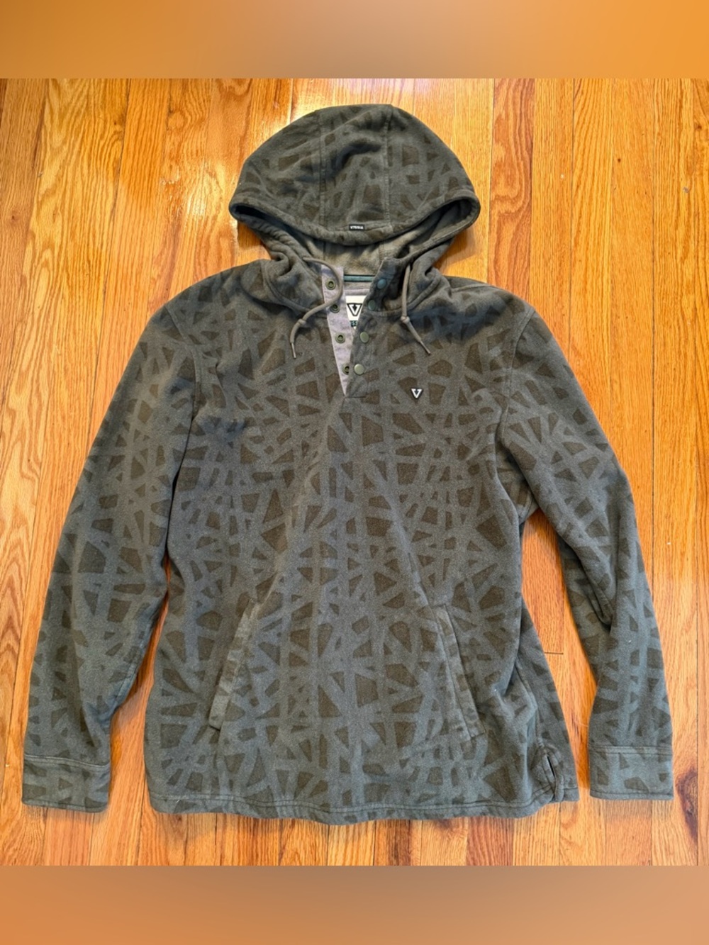 Vissla Mens Eco-Zy Long Sleeve Polar Fleece Flannel Snap Hoodie Shirt
